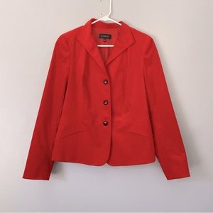 Talbots Blazer Burnt Orange Velvet Lined Jacket Leather Buttons Womens 10